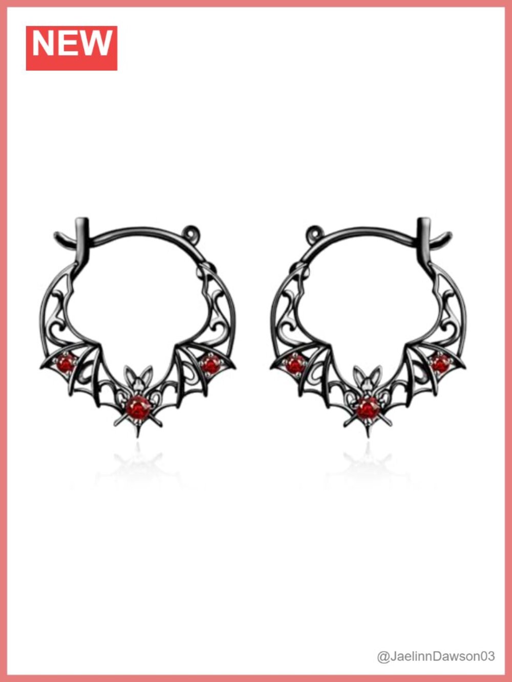 925 Sterling Silver Gothic Earrings with Black Zircon, Hypoallergenic Stud